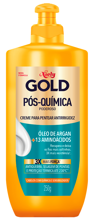 Imagem Packshot Creme Para Pentear Niely Gold Pós-Química Poderoso 250ml | Fique Diva