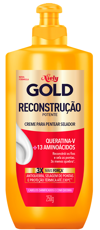 Imagem Packshot Creme Para Pentear Niely Gold Reconstrução Potente 250ml | Fique Diva
