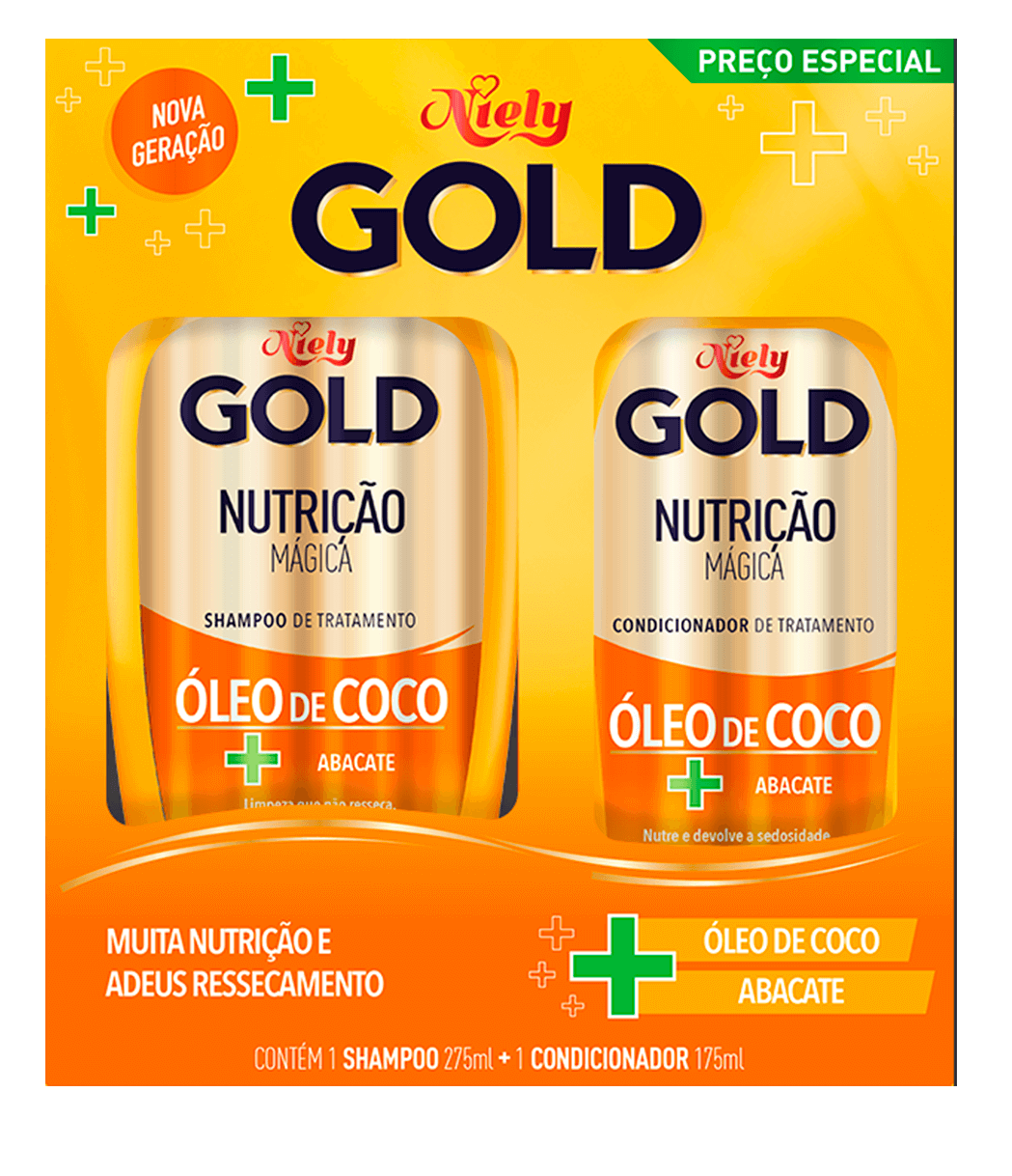 Imagem Packshot Kit Especial (Shampoo + Condicionador) Niely Gold Nutrição Mágica | Fique Diva