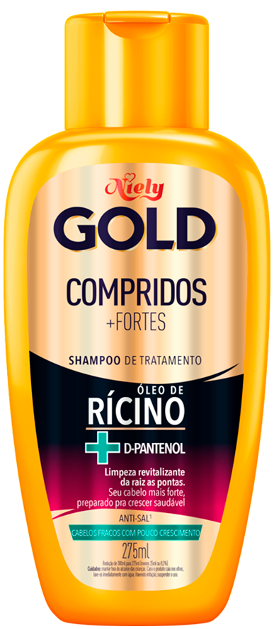 Imagem Packshot Shampoo Niely Gold Compridos+Fortes 275ml | Fique Diva