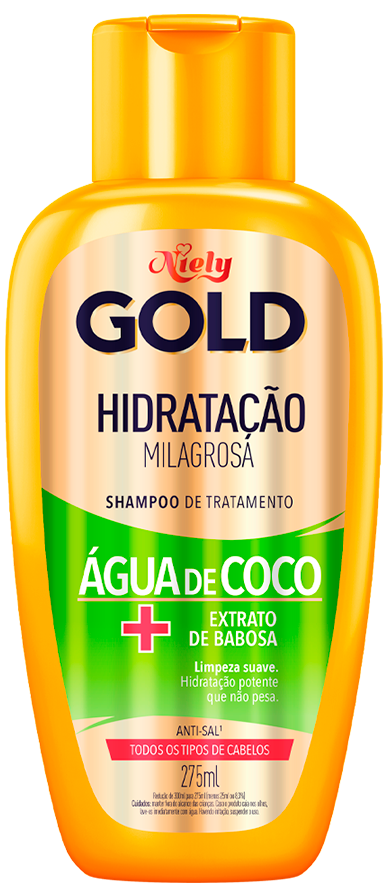 Imagem Packshot Shampoo Niely Gold Hidratação Milagrosa 275ml | Fique Diva
