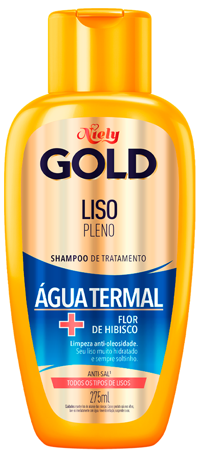 Imagem Packshot Shampoo Niely Gold Liso Pleno 275ml | Fique Diva