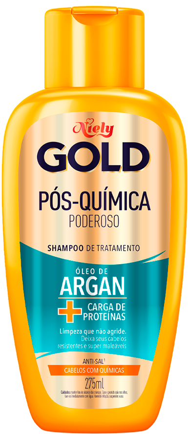 Imagem Packshot Shampoo Niely Gold Pós-Química Poderoso 275ml | Fique Diva