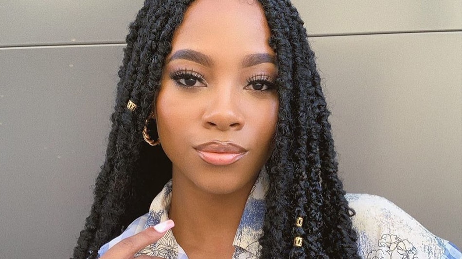 Penteado com diferentes tipos de tranças afro: goddess, knotless, box braids.