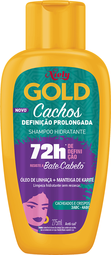 Shampoo Niely Cachos Definidos para cabelos ondulados e cacheados.