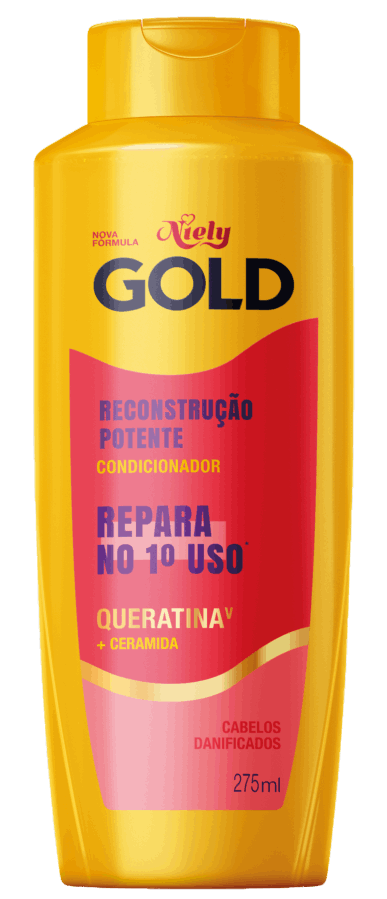 Imagem Packshot Condicionador Niely Gold Reconstrução Potente 275ml | Fique Diva