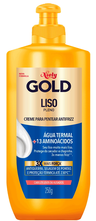 Imagem Packshot Creme Para Pentear Niely Gold Liso Pleno 250 ml | Fique Diva