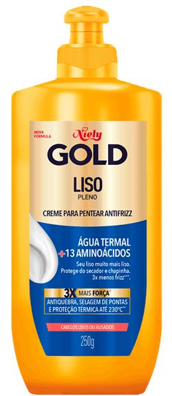 Imagem Packshot Creme Para Pentear Niely Gold Liso Pleno 250 ml | Fique Diva