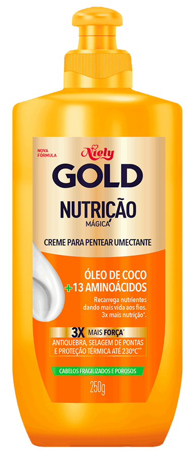 Imagem Packshot Creme Para Pentear Niely Gold Nutrição Mágica 250ml | Fique Diva