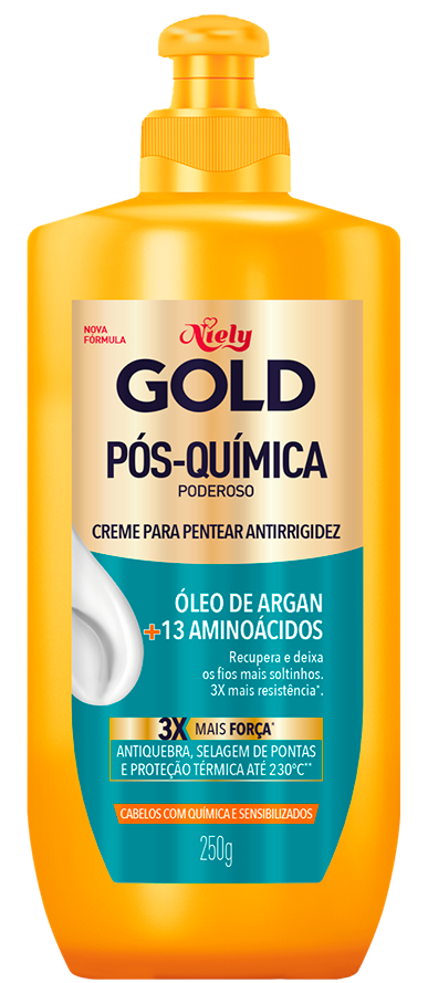 Imagem Packshot Creme Para Pentear Niely Gold Pós-Química Poderoso 250ml | Fique Diva