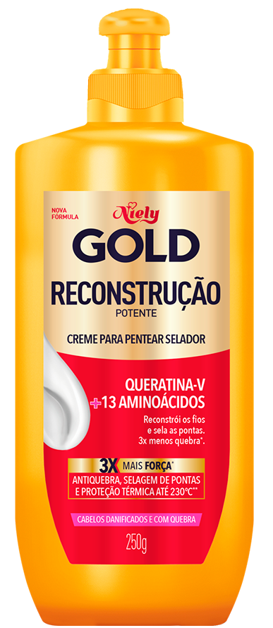 Imagem Packshot Creme Para Pentear Niely Gold Reconstrução Potente 250ml | Fique Diva