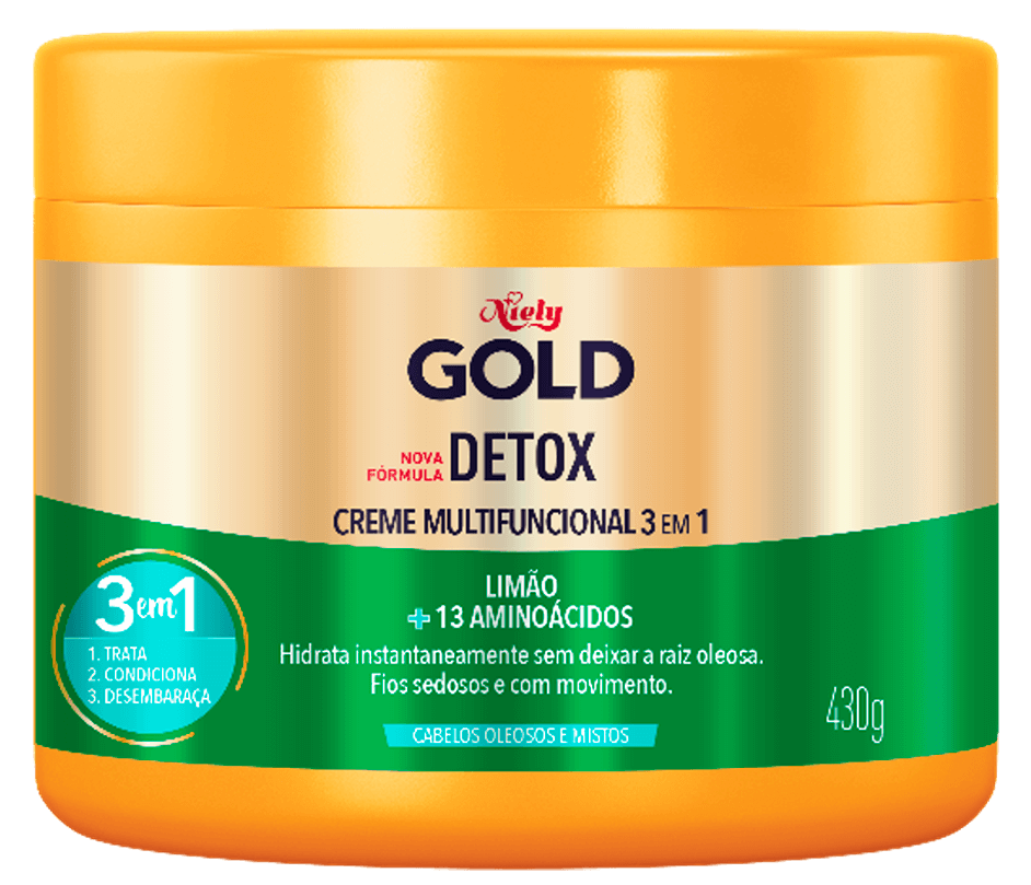 Imagem Packshot Creme de Tratamento Niely Gold Detox 430g | Fique Diva