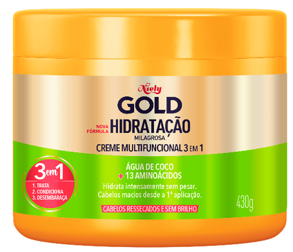 Imagem Packshot Creme de Tratamento Niely Gold Hidratação Milagrosa 430g | Fique Diva