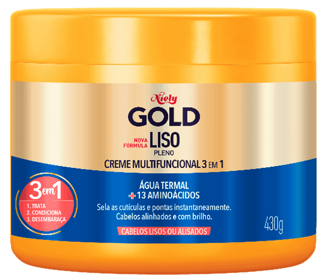 Liso Gold Creme de Tratamento Niely Gold Liso Pleno 430g | Fique diva