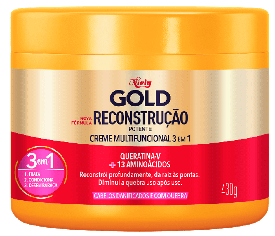 Imagem Packshot Creme de Tratamento Niely Gold Reconstrução Potente | Fique Diva