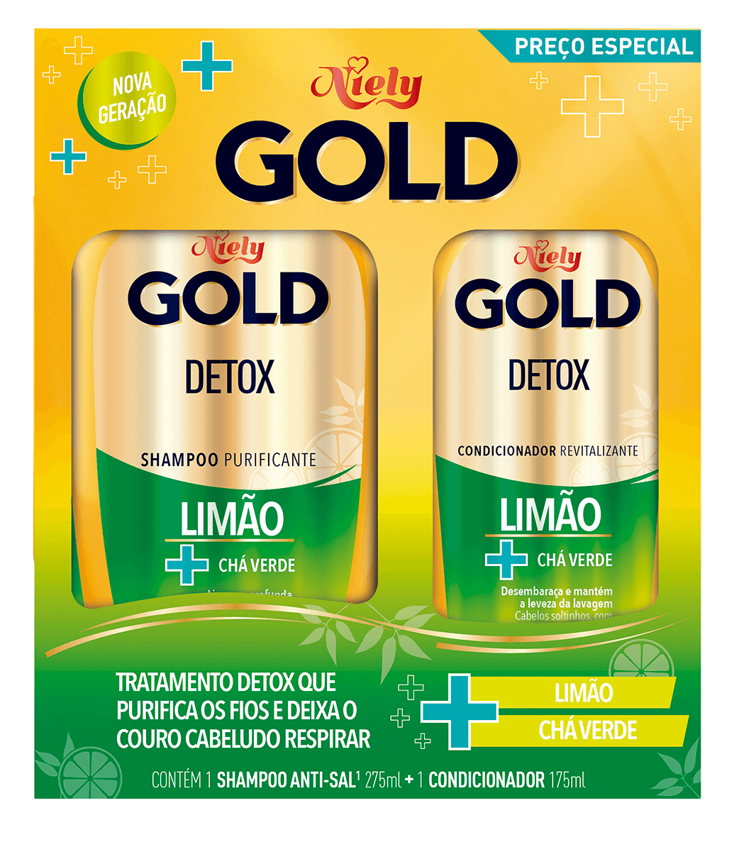 Imagem Packshot Kit Especial (Shampoo + Condicionador) Niely Gold Detox | Fique Diva