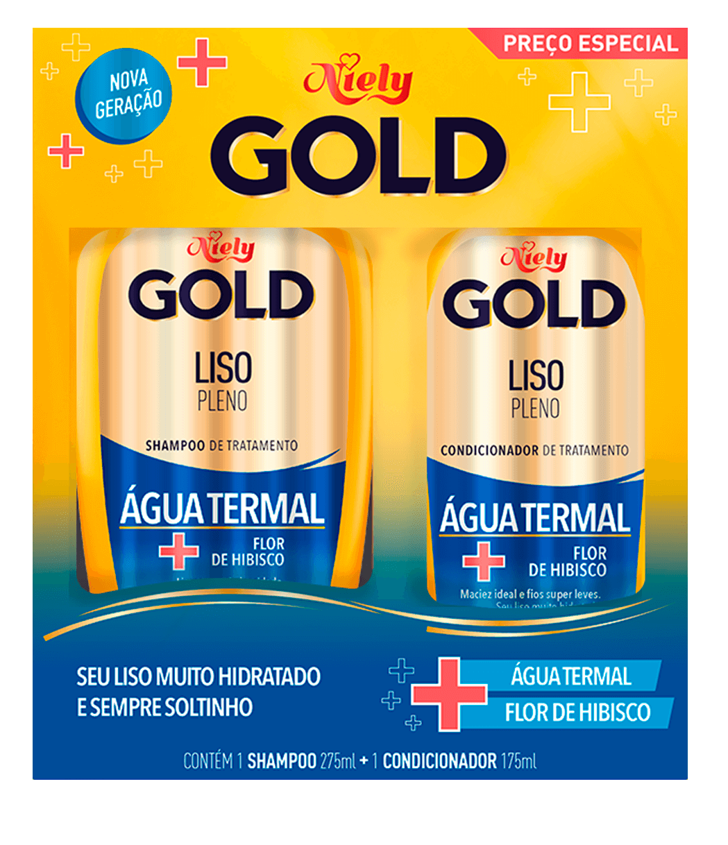 Imagem Packshot Kit Especial (Shampoo + Condicionador) Niely Gold Liso Pleno | Fique Diva