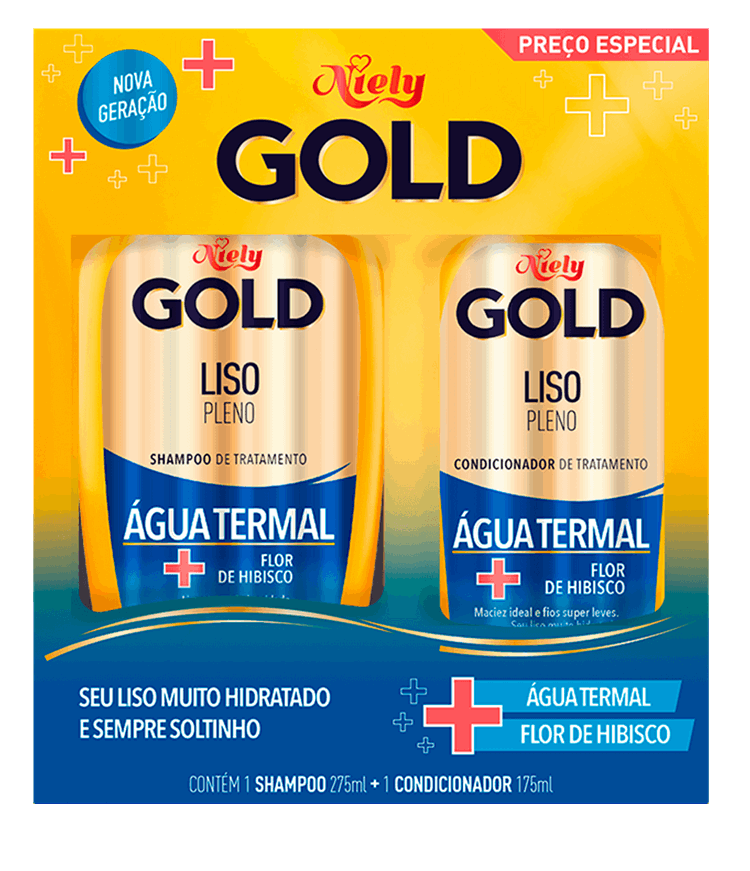 Liso Gold Kit Especial (Shampoo + Condicionador) Niely Gold Liso Pleno