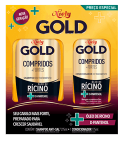 Imagem Packshot Kit Especial (Shampoo + Condicionador) Niely Gold Compridos+Fortes | Fique Diva