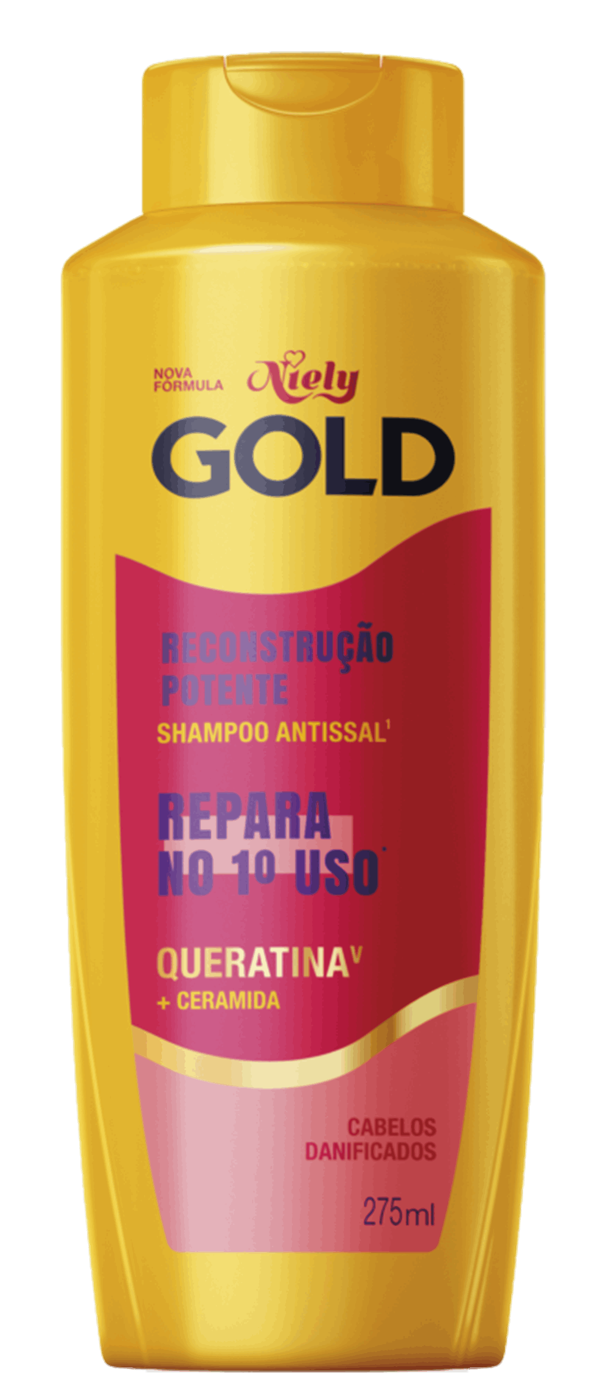 Shampoo Niely Gold Reconstrução Potente 275ml | Fique diva