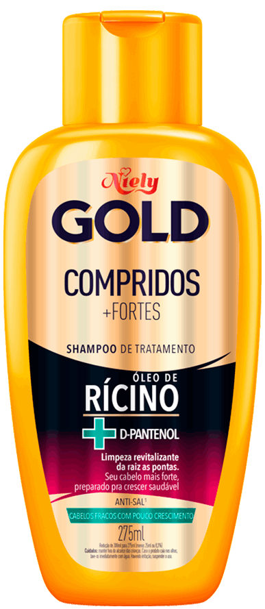 Imagem Packshot Shampoo Niely Gold Compridos+Fortes 275ml | Fique Diva