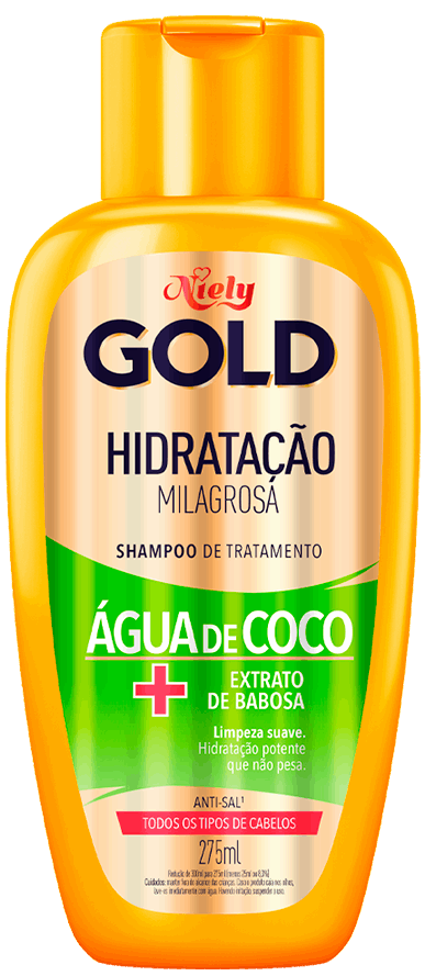 Imagem Packshot Shampoo Niely Gold Hidratação Milagrosa 275ml | Fique Diva