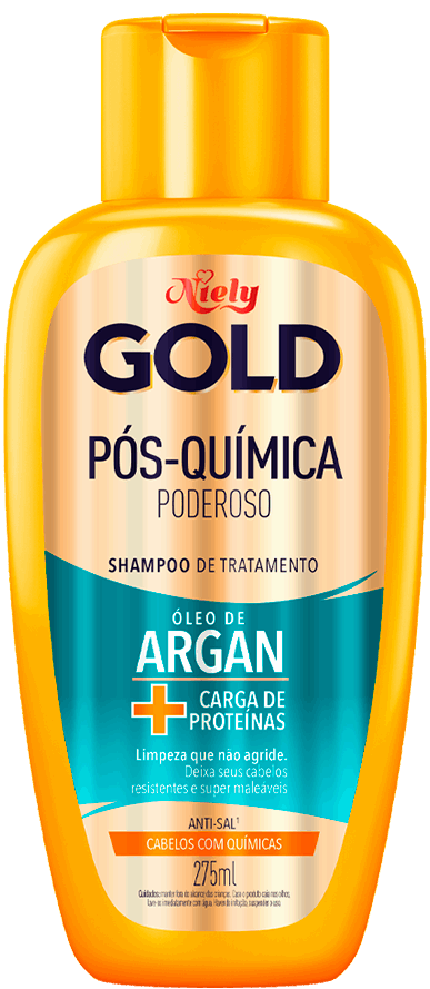 Imagem Packshot Shampoo Niely Gold Pós-Química Poderoso 275ml | Fique Diva