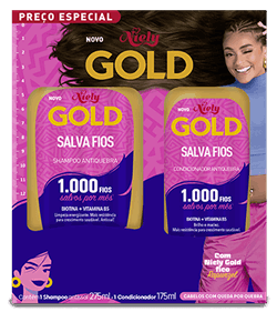 Kit Shampoo 275ml + Condicionador 175ml Niely Gold Salva Fios