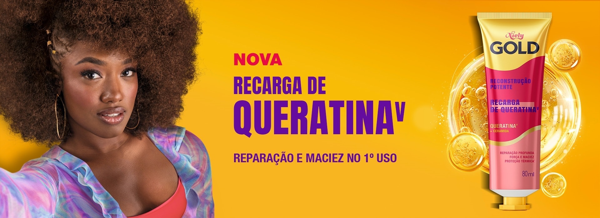 Nova Recarga de Queratina V. Reparação e maciez no 1º uso.