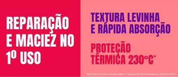 Reparação e maciez no primeiro uso. Textura levinha e rápida absorção. Proteção térmica de 230°C.